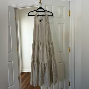 Banana republic cream windowpane plaid sleeveless maxi dress